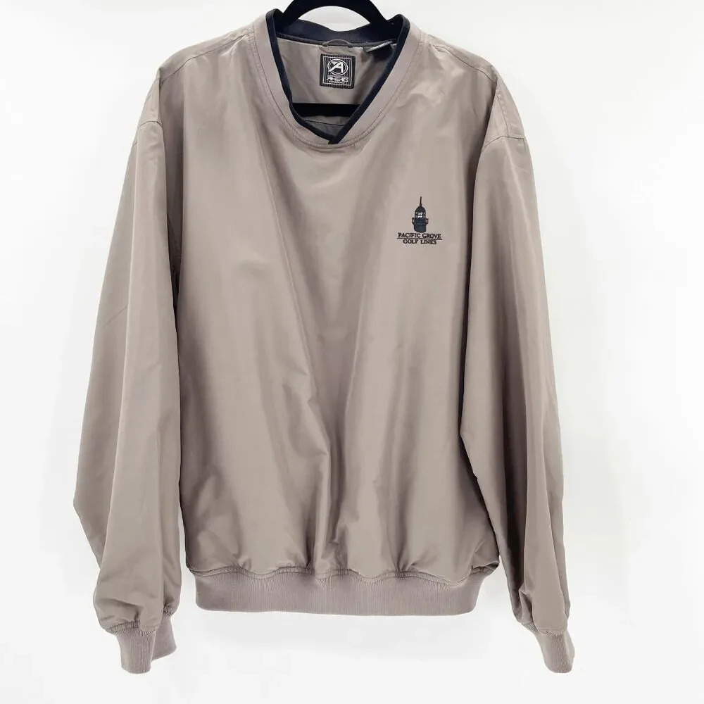 Vintage Mens‎ Golf Windbreaker Size M Tan Oversized V Neck Pullover 90s